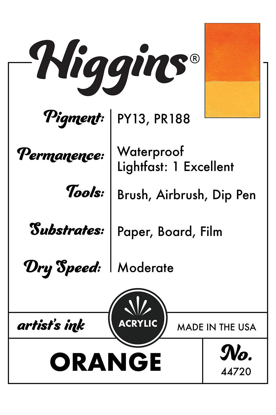 Higgins Acrylic Artist Inks Description
