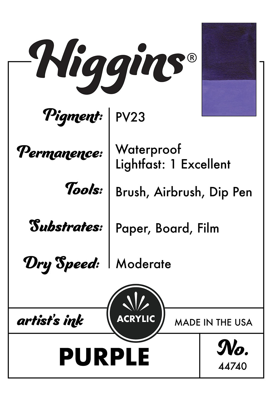 Higgins Acrylic Artist Inks Description