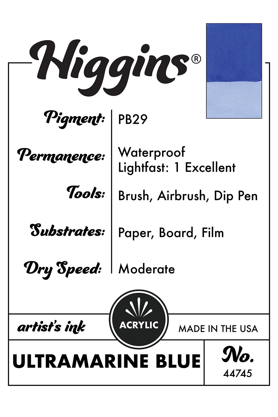 Higgins Acrylic Artist Inks Description