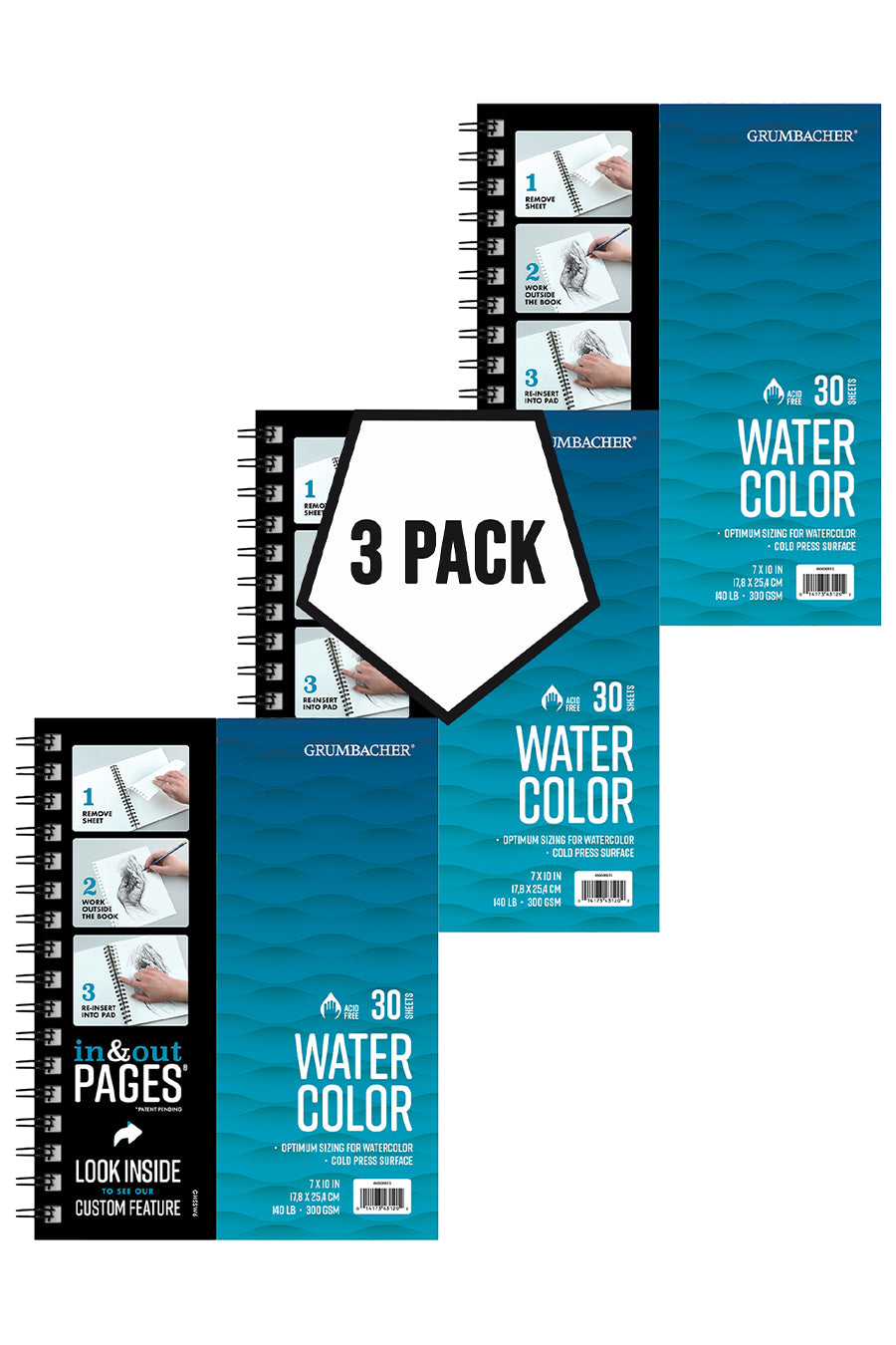 Grumbacher Watercolor Pads, 3-Pack