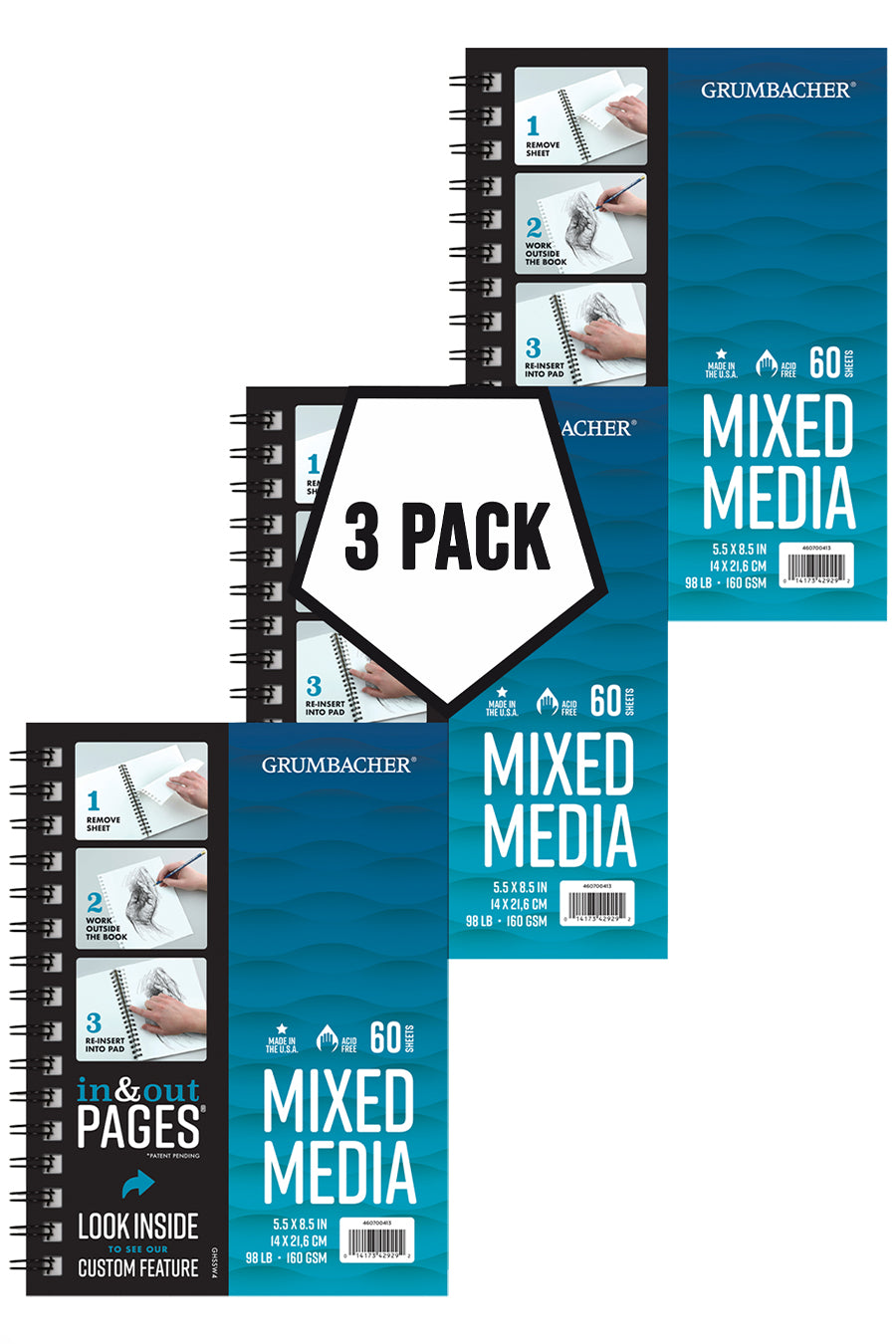 Grumbacher Mixed Media Pads, 3-Pack