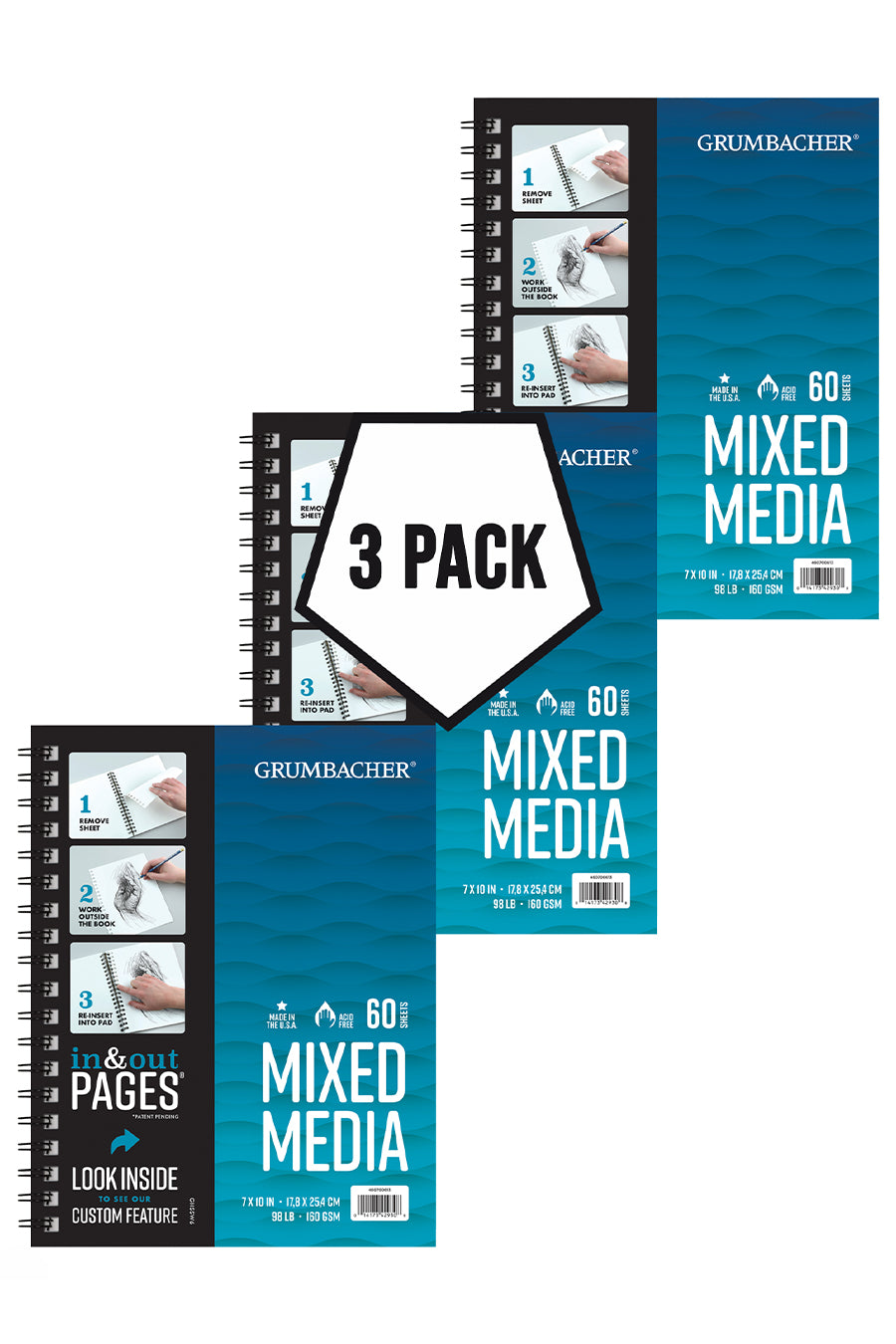 Grumbacher Mixed Media Pads, 3-Pack