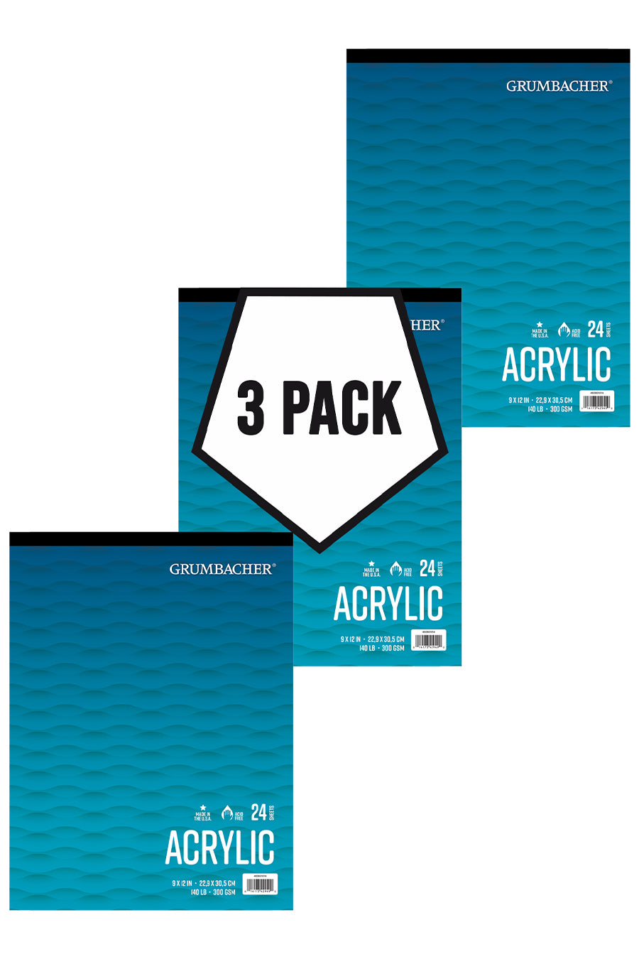 Grumbacher Acrylic Pads, 3-Pack