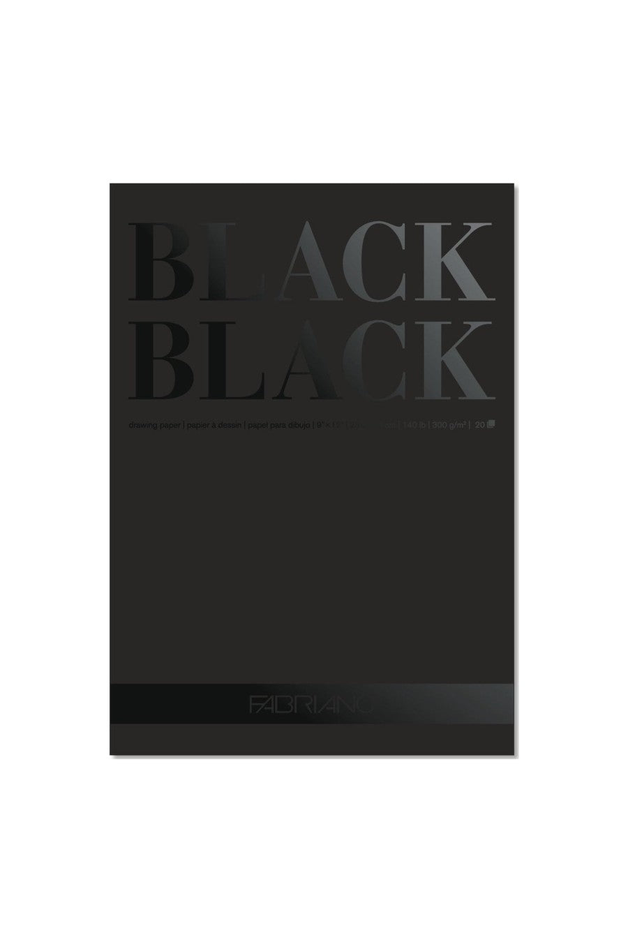 Fabriano Black Black Pad, 20 sheets of 140 lb. Paper 9" x 12"