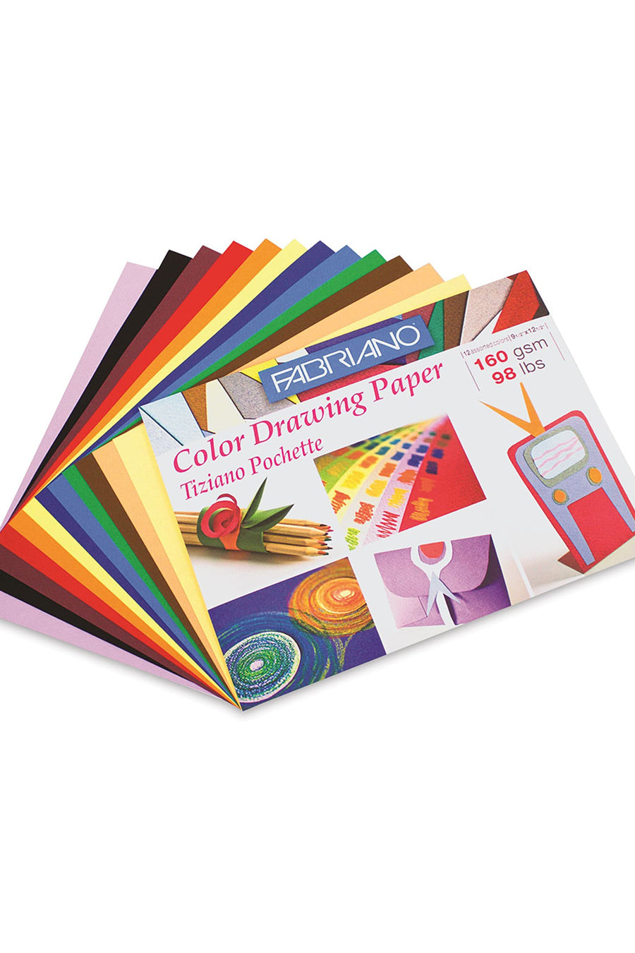 Fabriano Tiziano Color Drawing Paper Pochette, 9” x 12”, 98 lb./160 gsm, 12-Colors