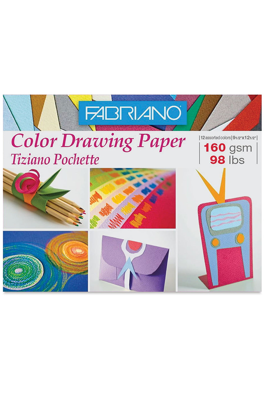 Fabriano Tiziano Color Drawing Paper Pochette, 9” x 12”, 98 lb./160 gsm, 12-Colors