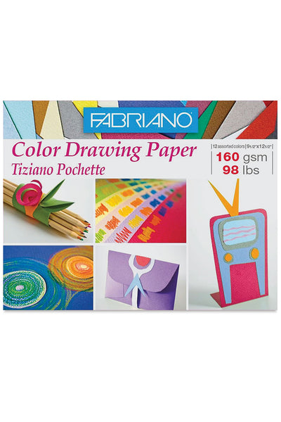 Fabriano Tiziano Color Drawing Paper Pochette, 9” x 12”, 98 lb./160 gsm, 12-Colors