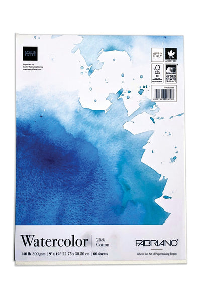 Fabriano Studio Fat Pad Watercolor, 140 lb., 9" x 12"