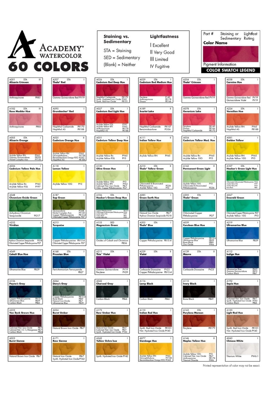 Academy Watercolor 7.5ML Replacement Assorted Paint/Miskit, No Rack