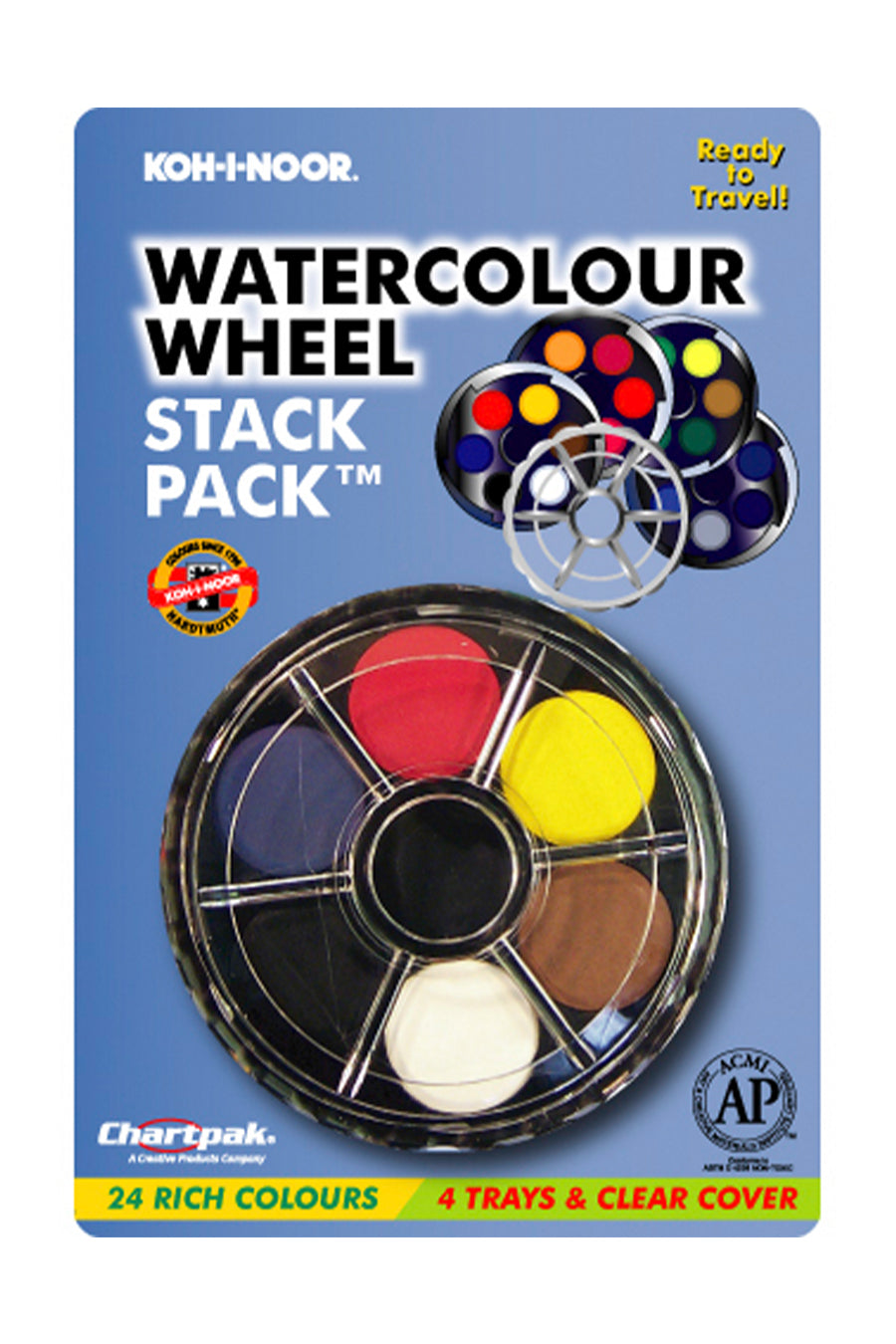 Watercolor Wheel Sets, 24 Colors, Carded