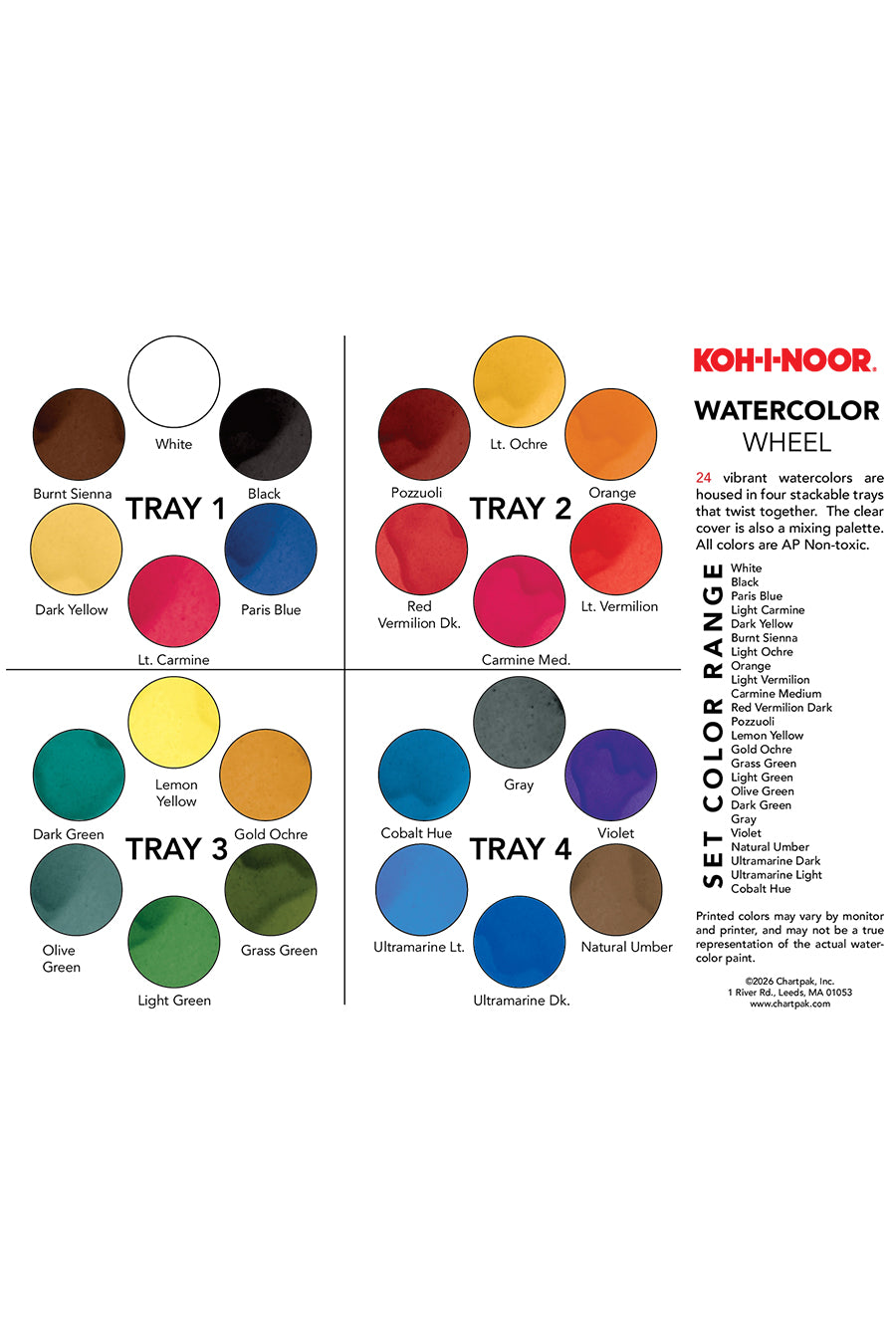 Watercolor Wheel Sets, 24 Colors, Carded – Chartpak Factory Store
