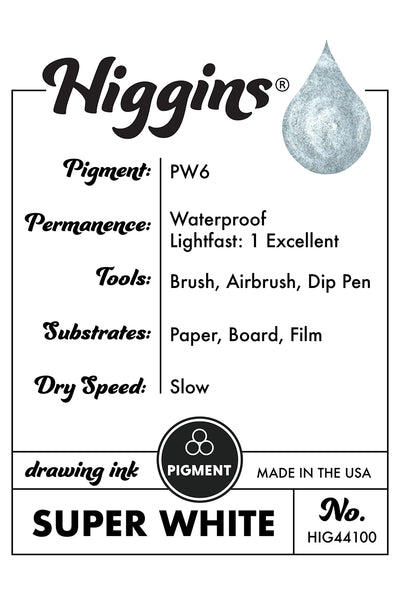 Higgins Super White Pigmented Ink, 1oz