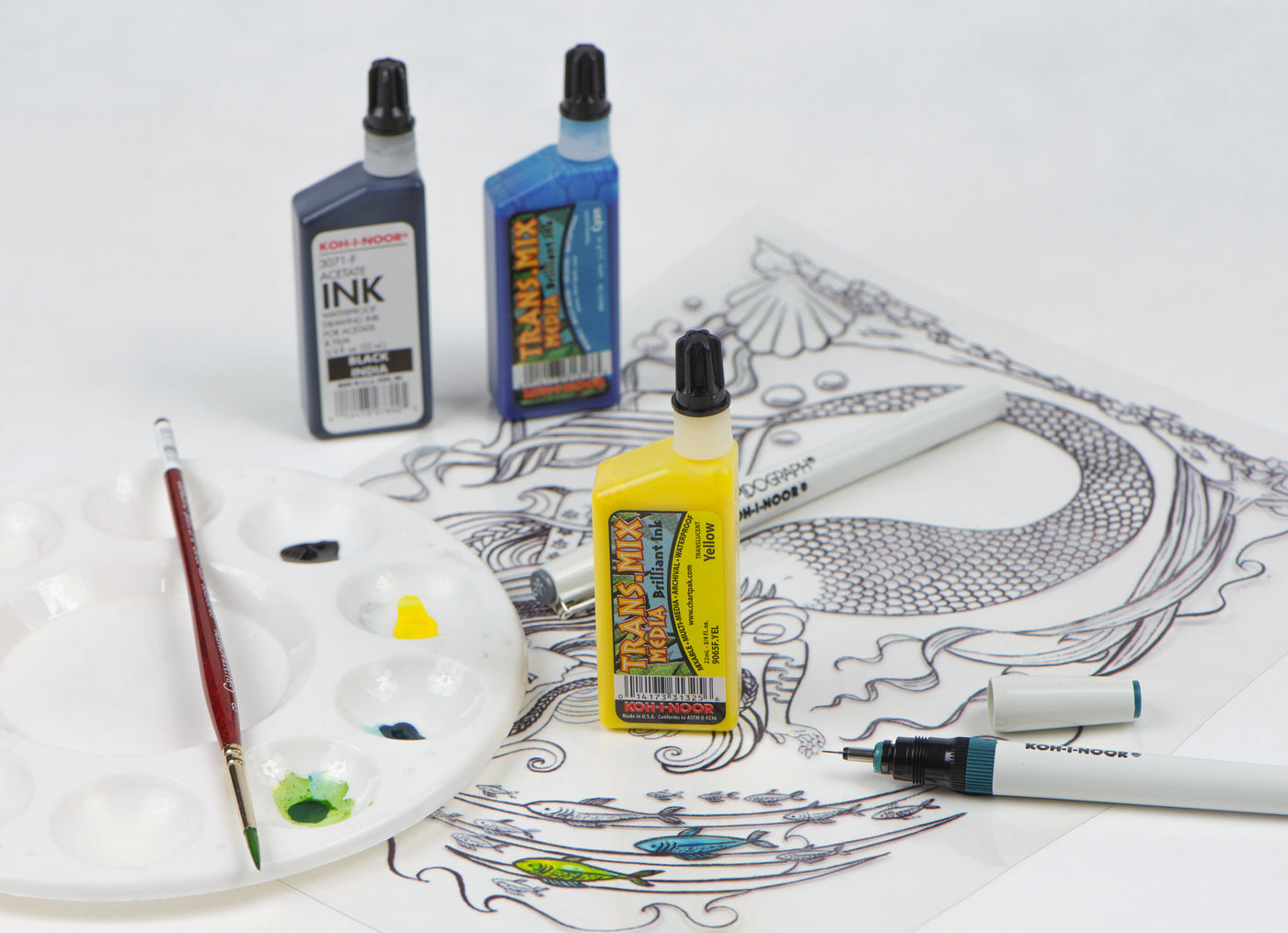  Koh-I-Noor Ultradraw Pigment-Based Ink, 0.75 Ounce Bottle,  Black (3085F.BLA) : Everything Else