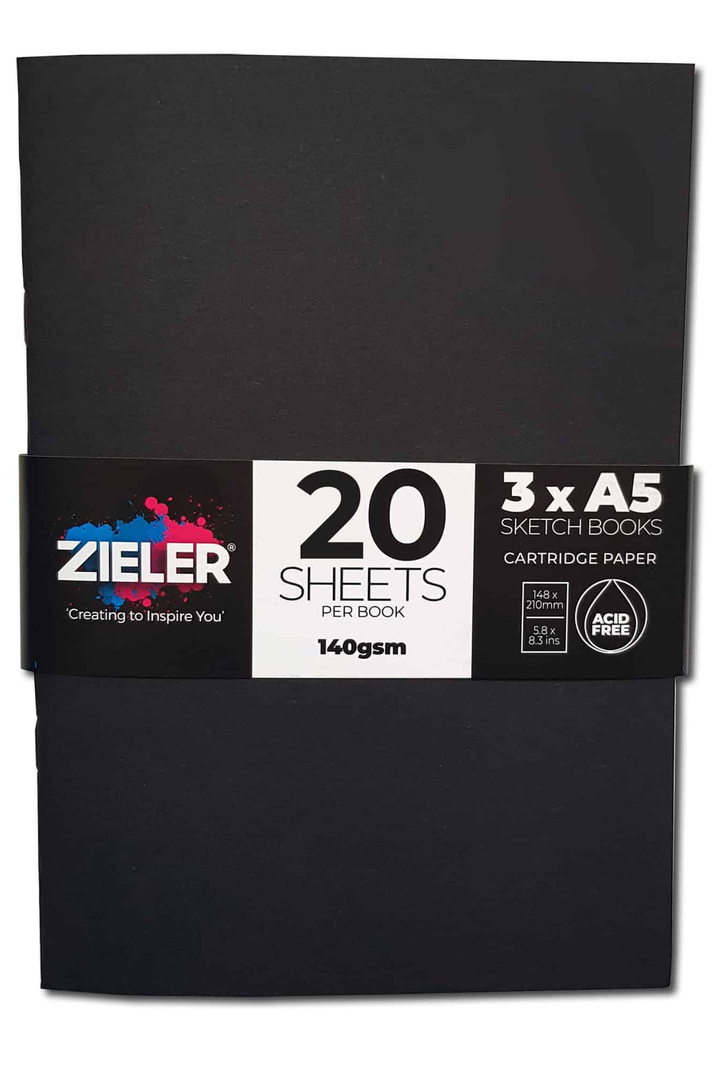 A5 Sketchbook - Soft Cover -140gsm, 20 sheets - Pack of 3 - by Zieler | 09290033