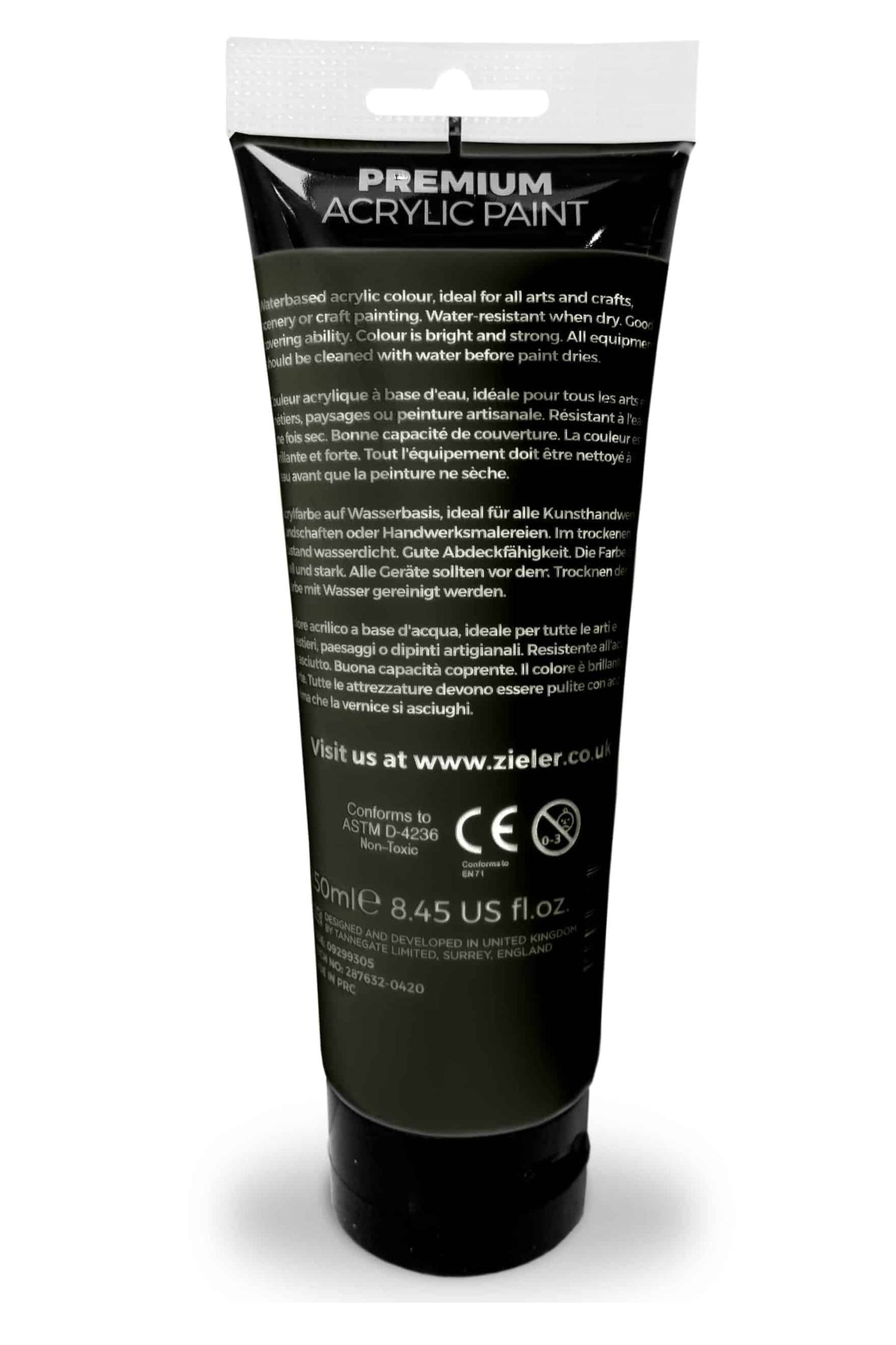 250ml Black Acrylic Paint - by Zieler | 09290059