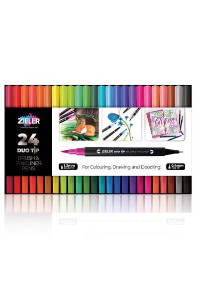 Fineliner Pens / Brush Pens (Duo Tip, set of 24) - Zieler | 09292256