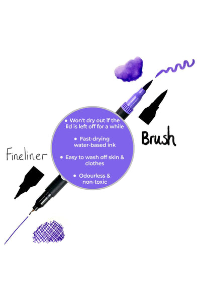 Fineliner Pens / Brush Pens (Duo Tip, set of 24) - Zieler | 09292256