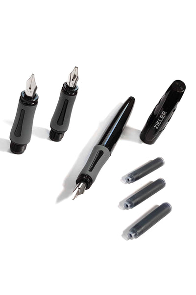 Introductory Calligraphy Pen Set | 3 Nibs & 1 Pen Section | Includes Cartridges - by Zieler | 09299263