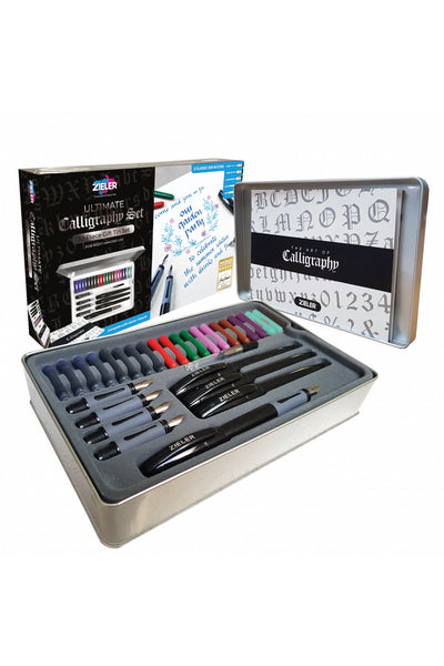 Ultimate Calligraphy Pen Gift Set (32 pieces) | Presented in a Tin Gift Box - by Zieler | 09299264