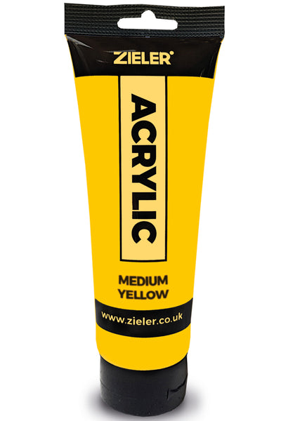 Premium Acrylic Paint | High Pigment (120ml Tube) by Zieler - Medium Yellow