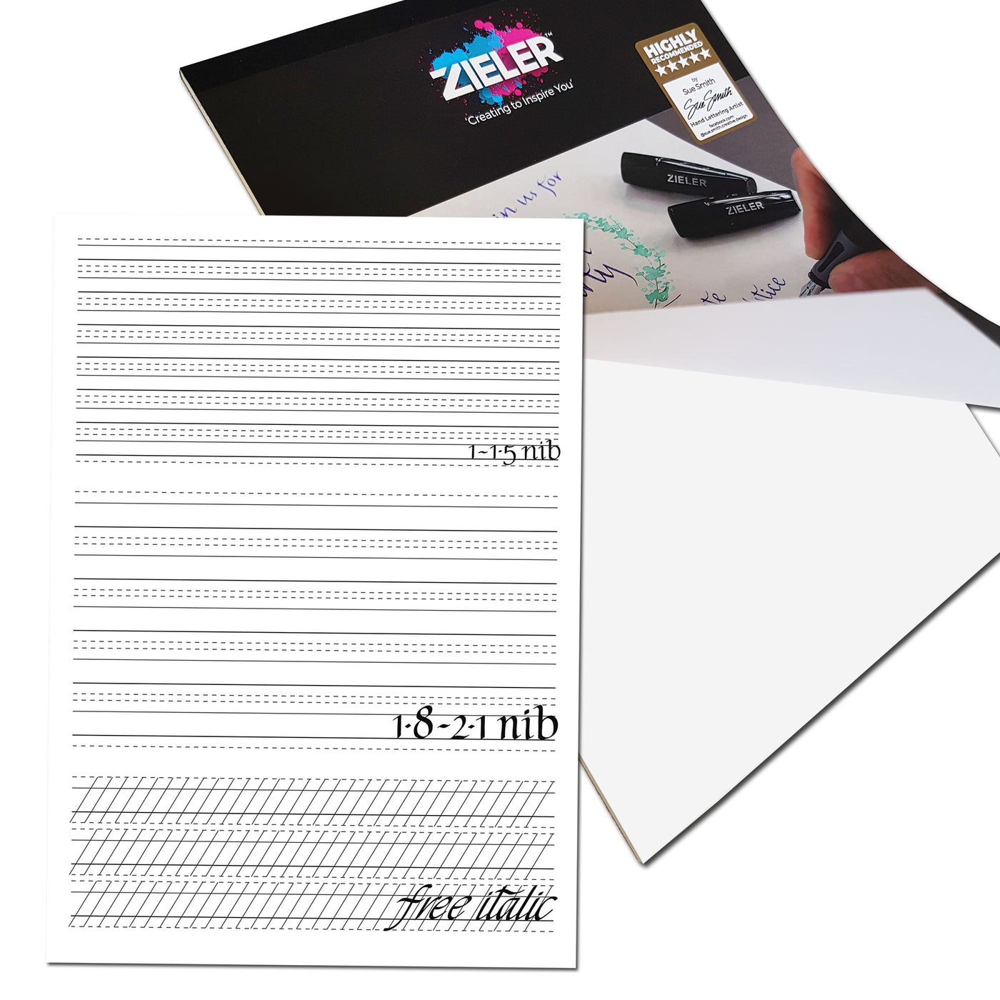 Calligraphy Pad | A4 | 100gsm | 30 Sheets of Smooth, High-White Paper | Includes Grid Sheet - by Zieler® | 09299555