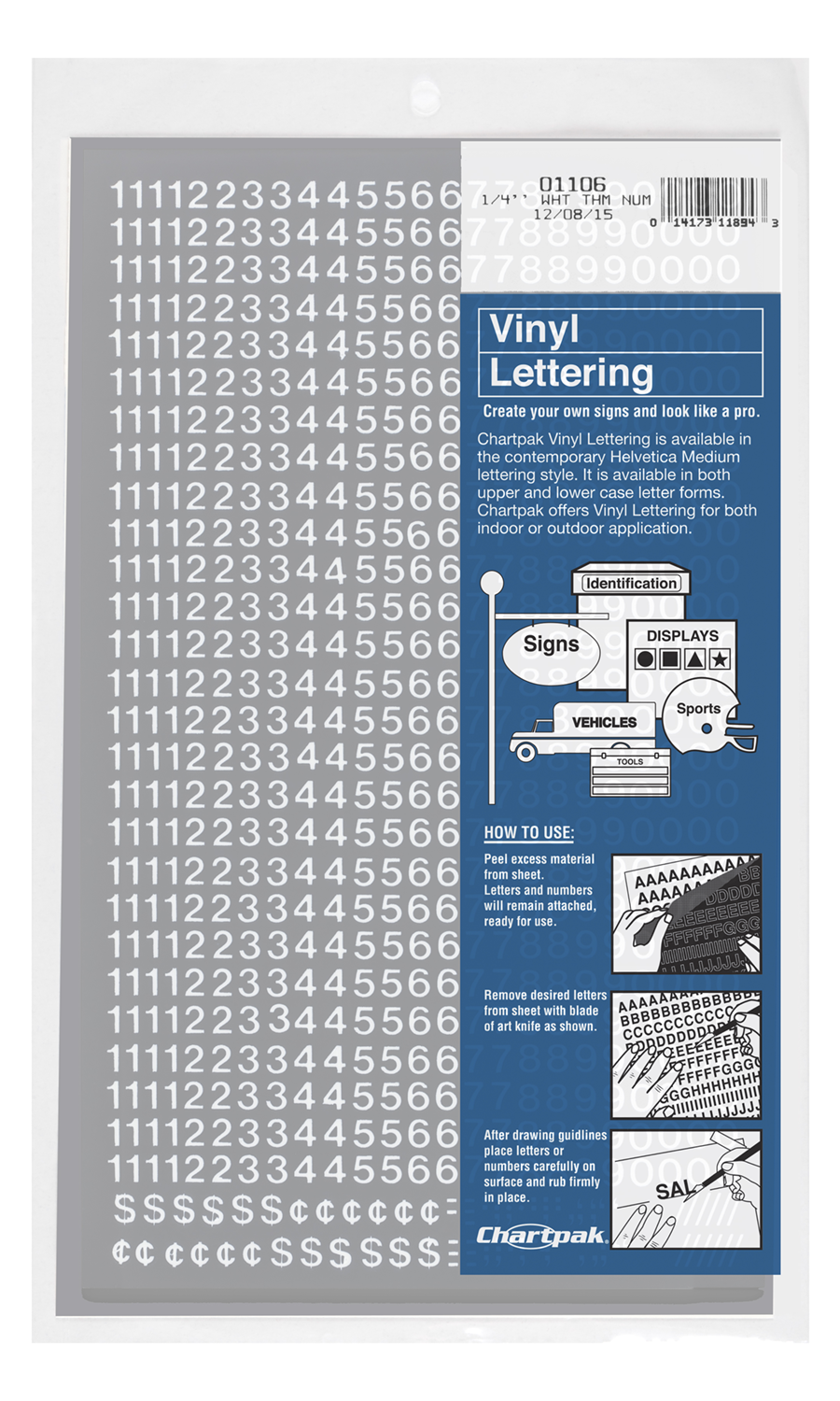 1/4" White Vinyl Numbers