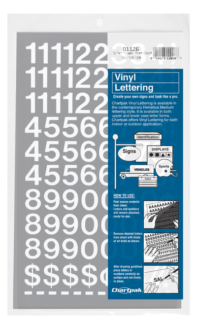 3/4" White Vinyl Numbers