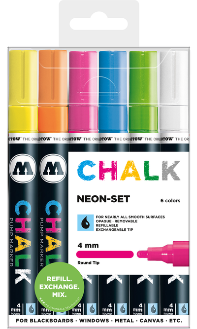 Chalk Marker 4mm 6pc Neon Set