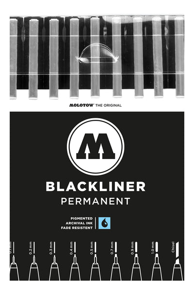 Molotow Blackliner - Pennarello a punta fine con inchiostro permanente,  tratto 0,2 mm, Nero : : Cancelleria e prodotti per ufficio