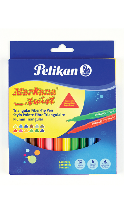 Markana Twist Markers, Triangular Barrel, 12/Set