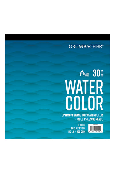 Grumbacher Watercolor Tapebound Pad - 8 x 8, 30 Sheets, 140 lb