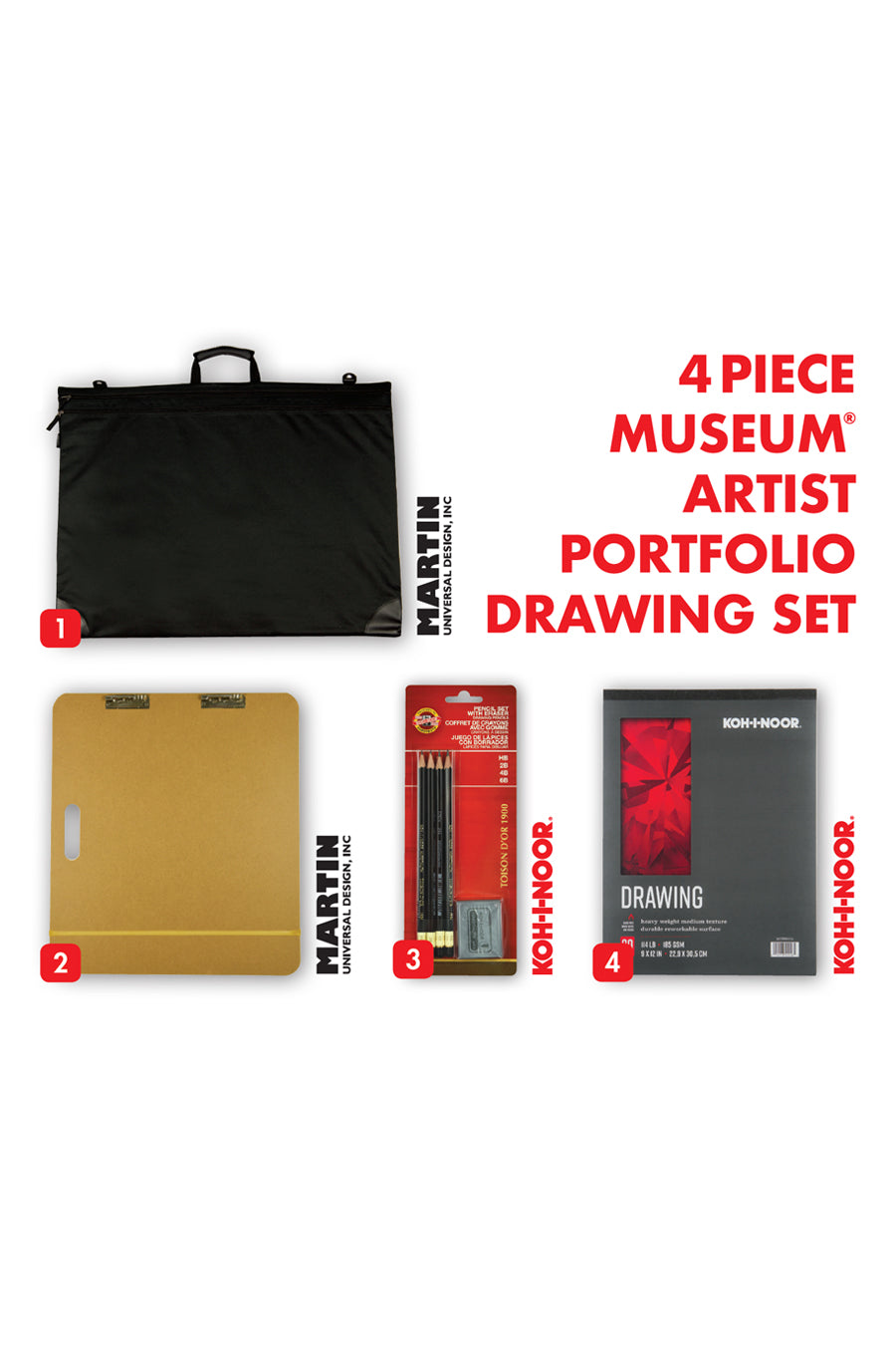Martin Universal Design® Museum®  Artist Portfolio 4-Piece Drawing Set, 23" x 31"
