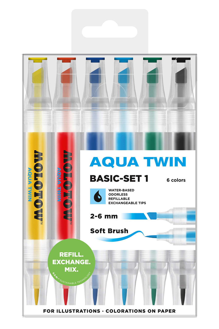 Aqua Twin Marker 6pc Basic Set 1