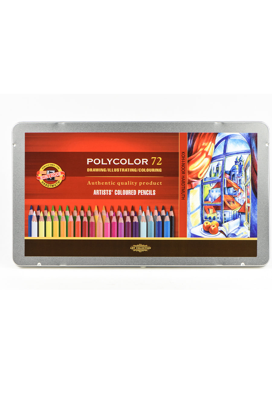 Koh-I-Noor Polycolor Dry Color Drawing Pencil Set - Assorted Colors, Tin,  Set of 72