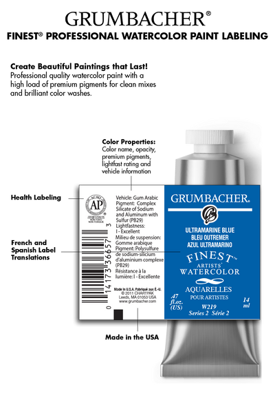 Grumbacher® Finest® Watercolor Wooden Case Set, 14ml
