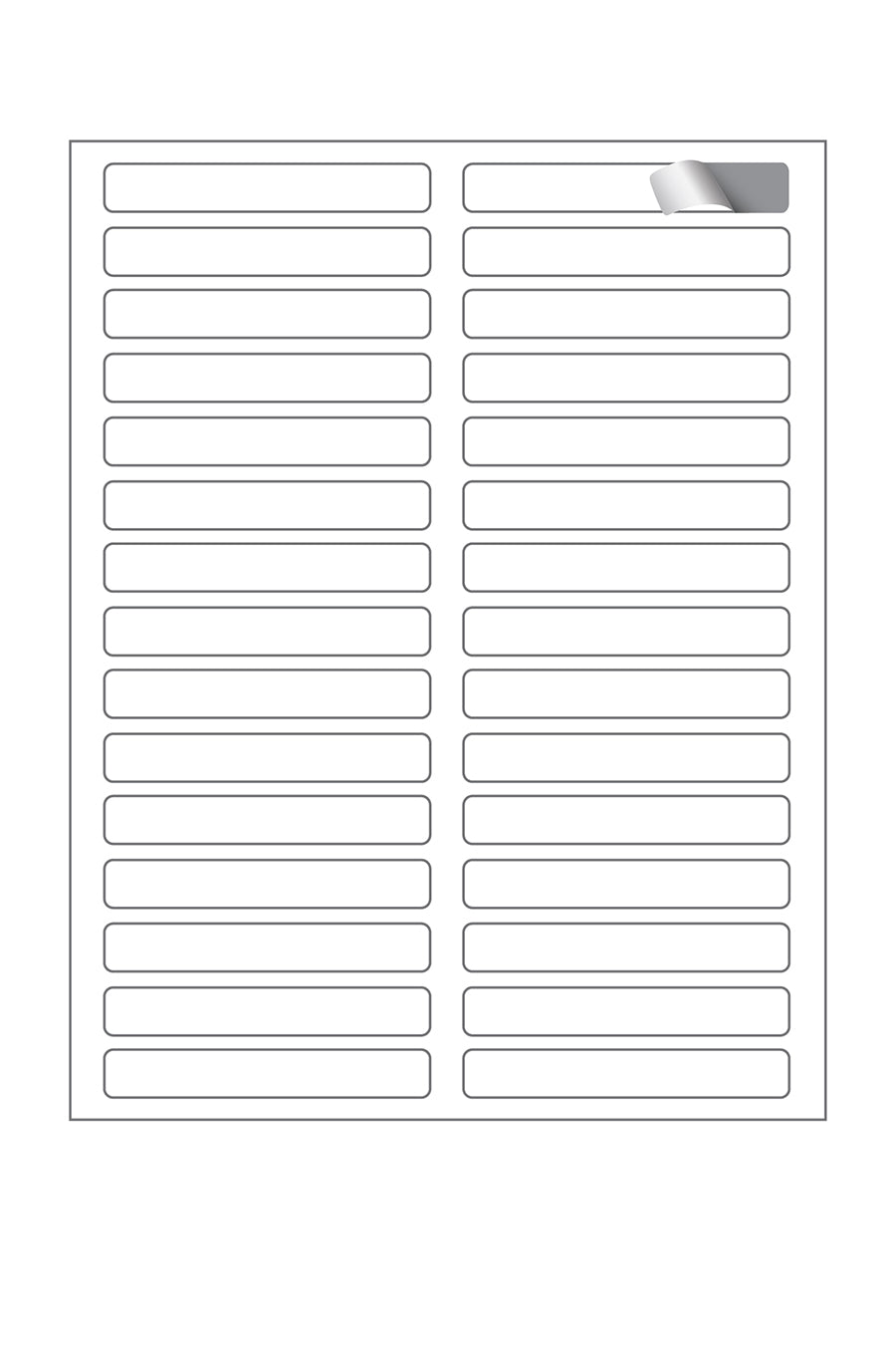 Laser/Ink Jet White File Folder Labels, 2/3" x 3-7/16", 30/Sheet, 1500 Labels/Pk