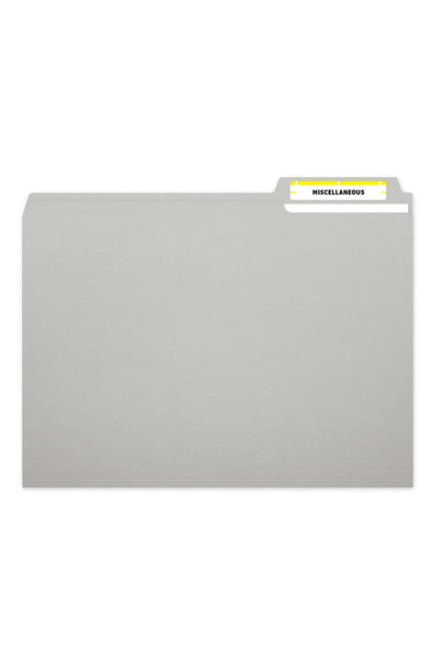 Laser/Ink Jet Yellow File Folder Labels,  2/3" x 3-7/16", 30/Sheet, 1500 Labels/Bx