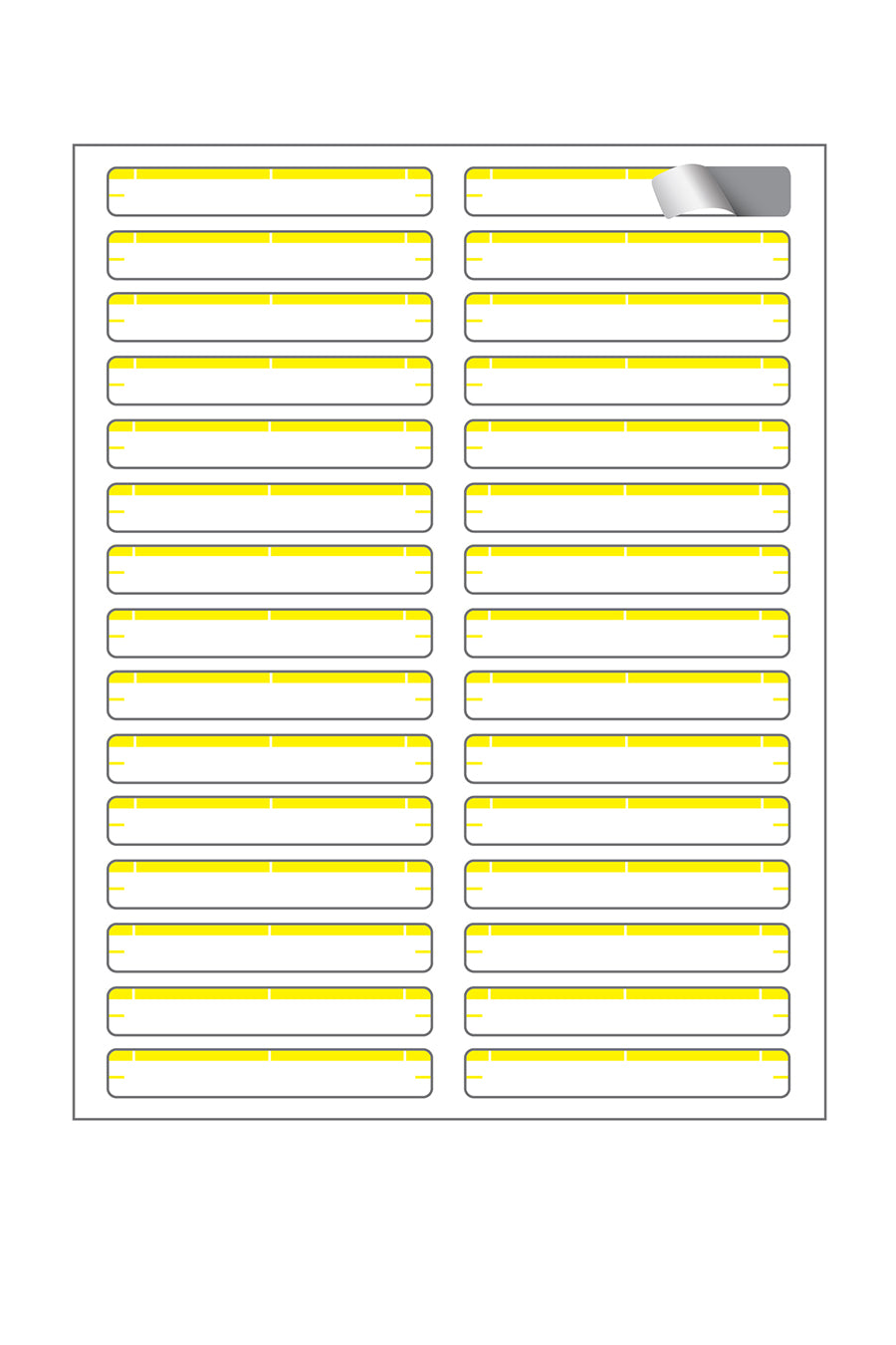 Laser/Ink Jet Yellow File Folder Labels,  2/3" x 3-7/16", 30/Sheet, 1500 Labels/Bx