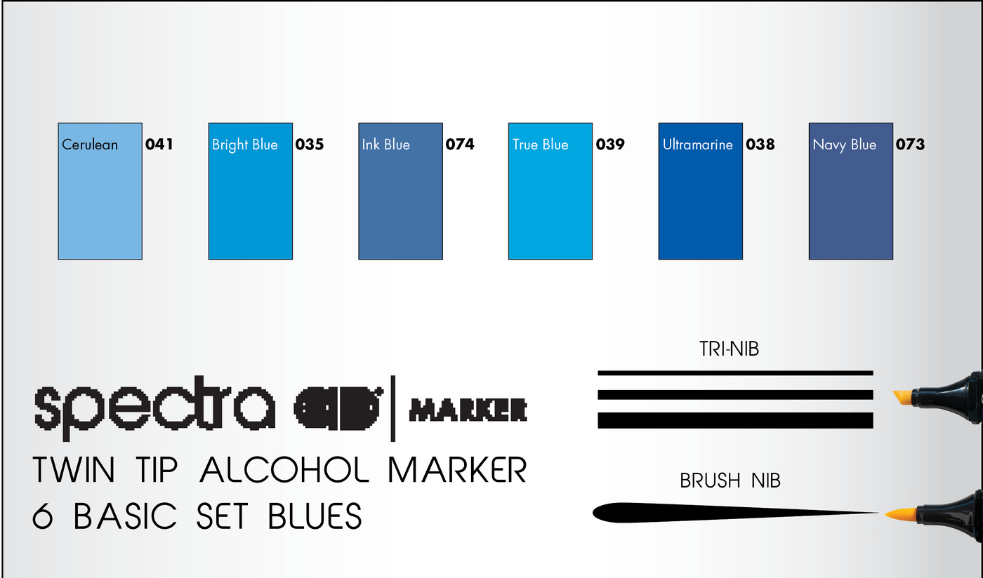Spectra AD® Marker Blue Set, 6 Colors