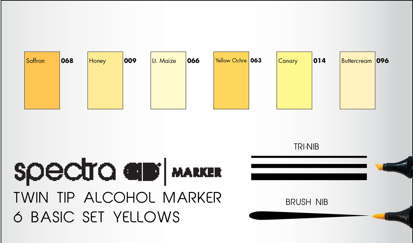Spectra AD® Marker Yellow Set, 6 Colors