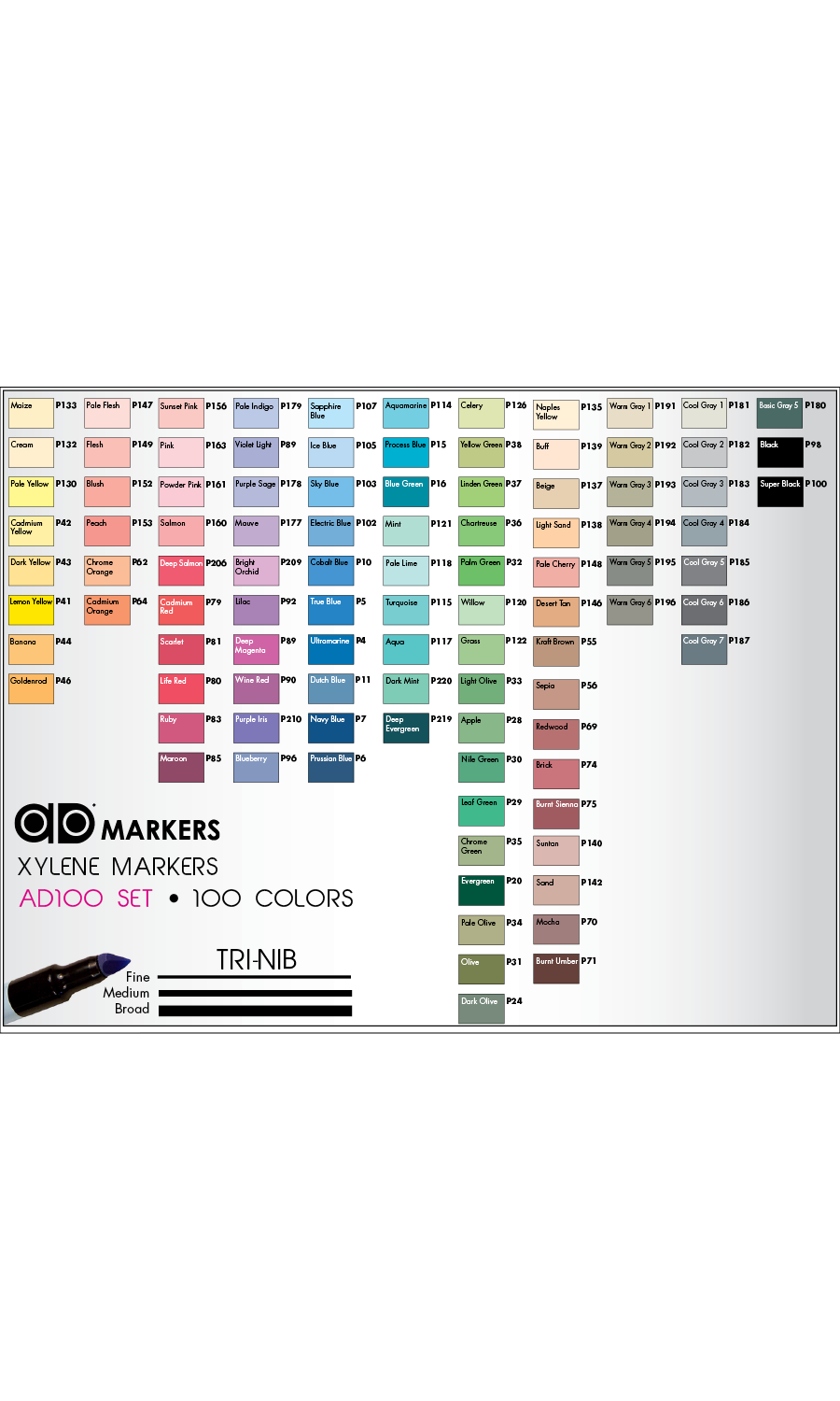 Chartpak Chartpak® AD® Marker 100 Set, 100 Markers – Chartpak Factory Store
