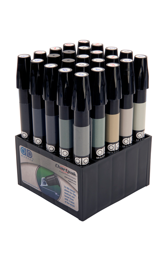 Chartpak AD Marker Gray Set 25 Markers Chartpak Factory Store