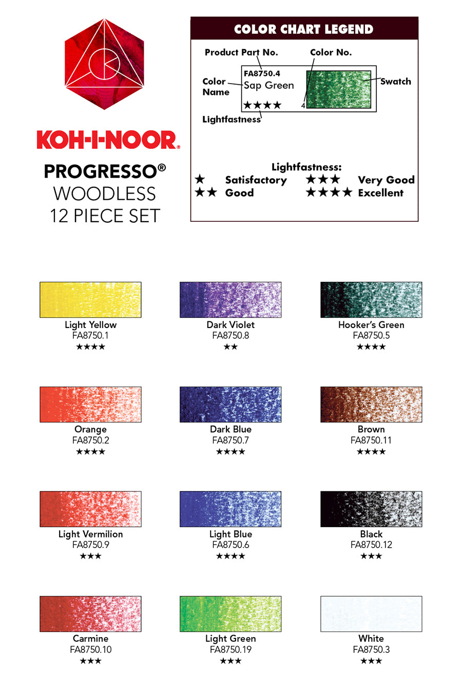 Koh-I-Noor Progresso Woodless Colored 24-Pencil Set, Assorted Colored  Pencils (FA8758.24)