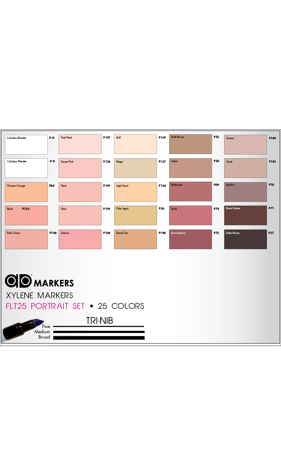 Chartpak Chartpak® AD® Marker Portrait Set, 25 Markers – Chartpak Factory Store