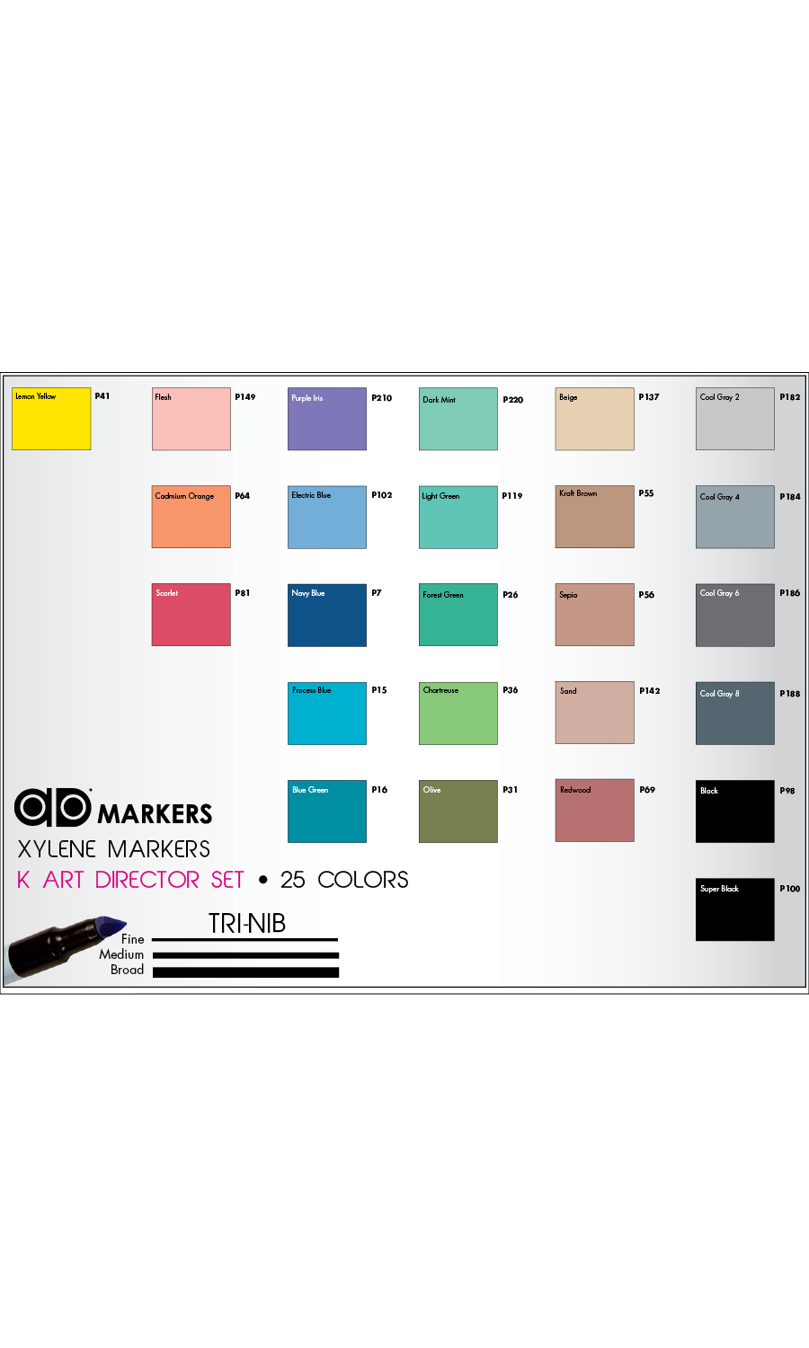 Chartpak Ad 25-Marker Art Director Set K