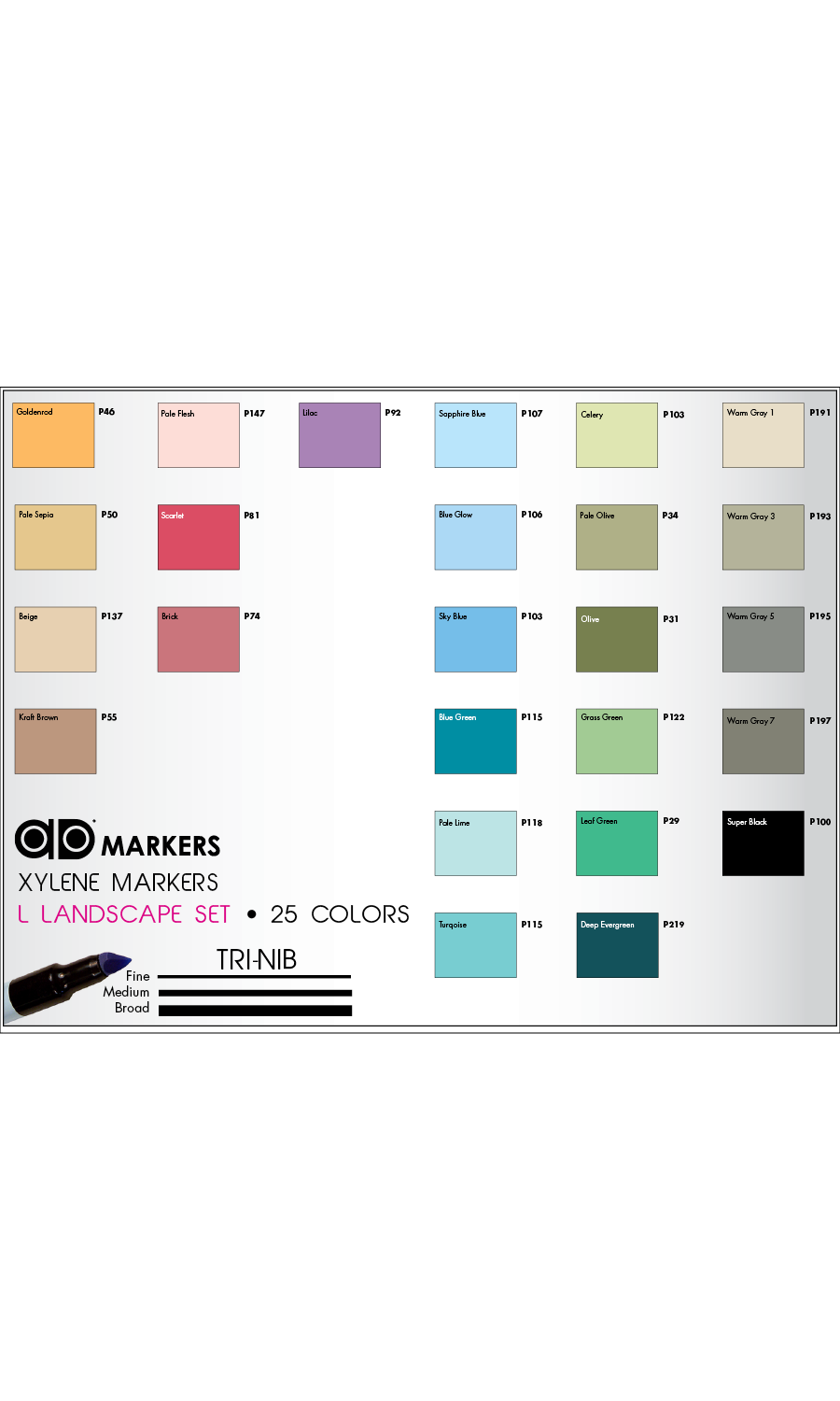 Chartpak Chartpak® AD® Marker Landscape Set, 25 Markers – Chartpak Factory Store