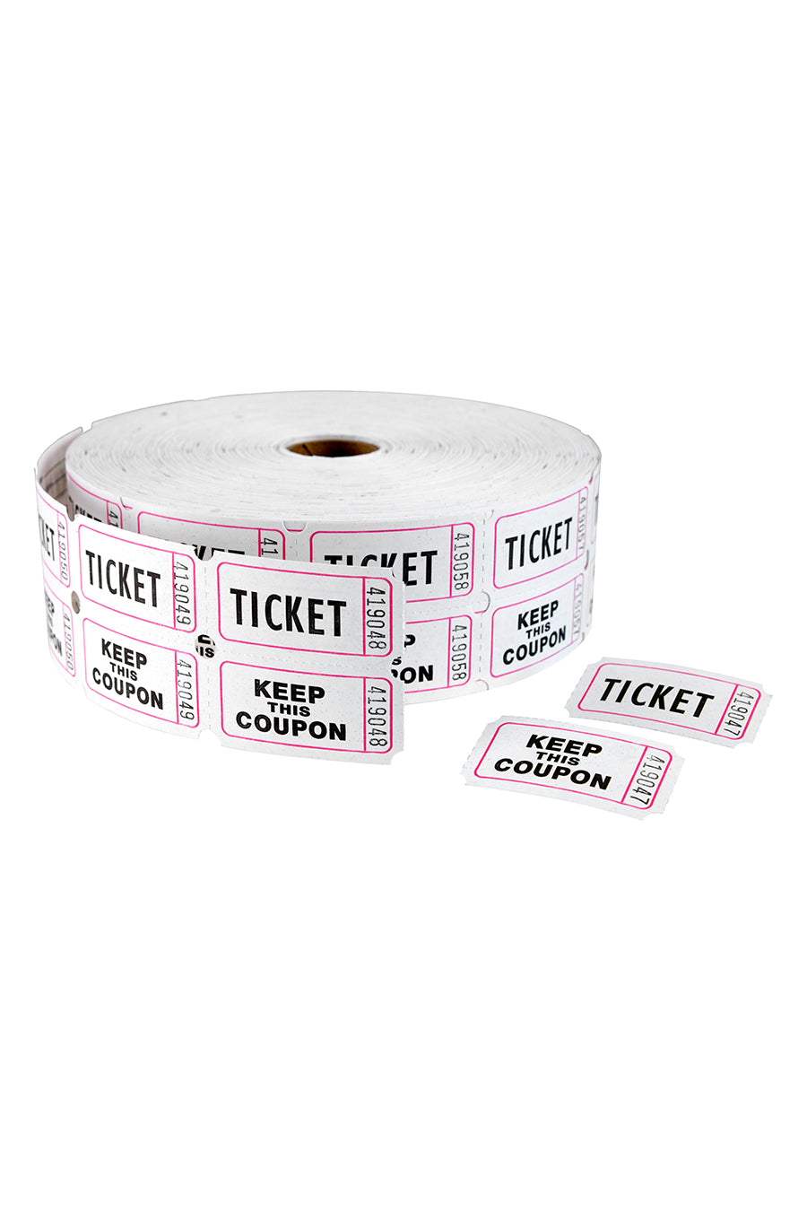 Double Ticket Roll, "Ticket/Keep This Coupon", White, 2000 Tickets/Roll