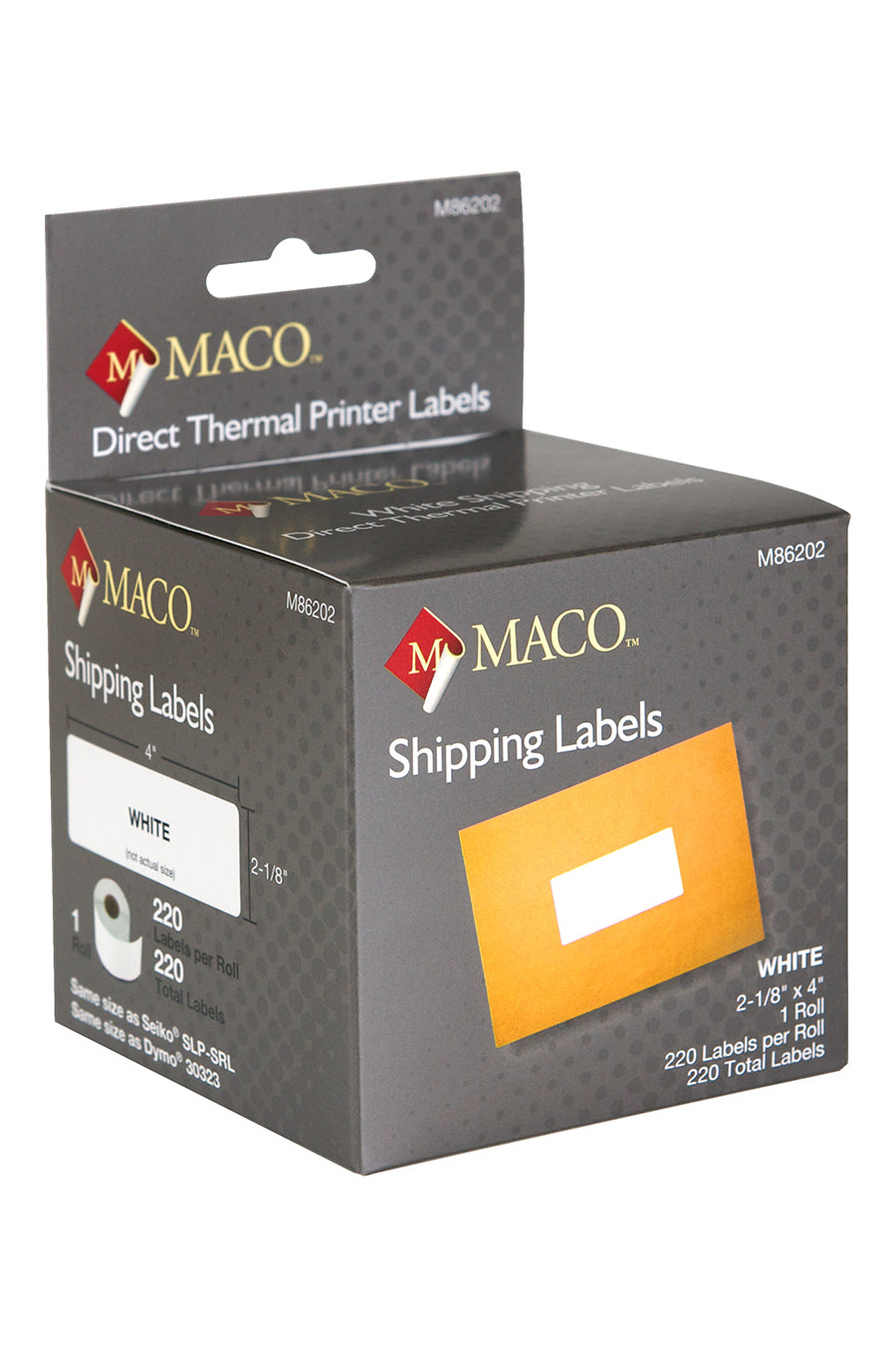 Direct Thermal White Shipping Labels, 2-1/8" x 4", 220/Roll, 220 Labels/Bx