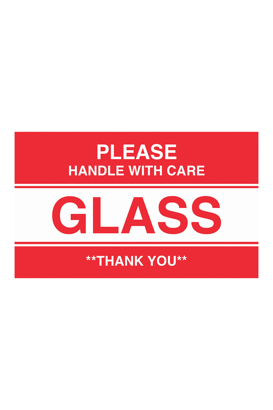 "Please Handle With Care - Glass - Thank You", 3" x 5", Red/White, 500 Labels/Roll