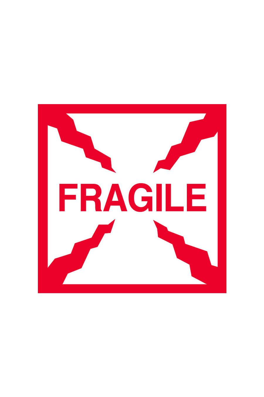 "Fragile", 4" x 4", Red/White, 500 Labels/Roll